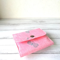 ミナペルホネンchouchoリネンの二つ折り財布/pink 3枚目の画像