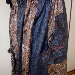 ◆着物リメイク　大島紬16枚ハギ・ロングスカート◆ 7枚目の画像