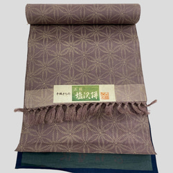 鹽澤紬 灰紫色花朵和棕色 這是一種由素色春亞紡製成的成人半寬腰帶。兩面都易於佩戴。 第6張的照片