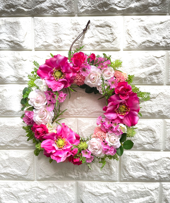 可愛いく華やか 直径約25センチリース リース Floral World 花遊美  