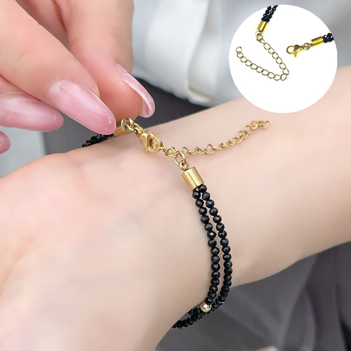 K18×天然石】ダイヤカットオニキス 2連ブレスレット 3種類から K18×天然石】ダイヤカットオニキス 2連ブレスレット 3種類から
