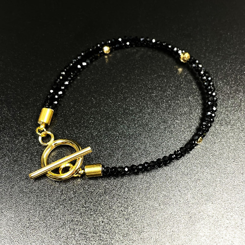 K18×天然石】ダイヤカットオニキス 2連ブレスレット 3種類から K18×天然石】ダイヤカットオニキス 2連ブレスレット 3種類から