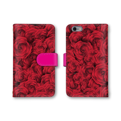 送料無料 スマホケース 手帳型 スマホカバー バラ 薔薇 花柄 iPhone android 2枚目の画像
