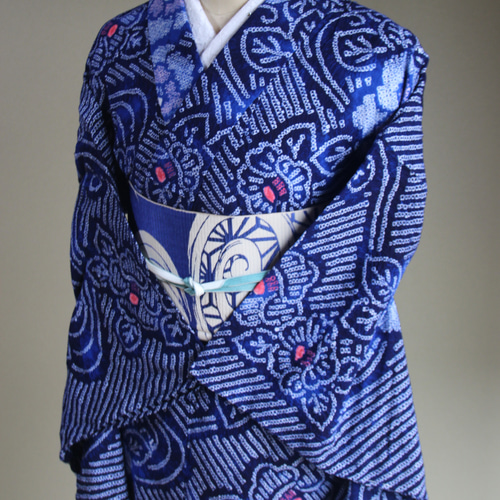 未着用に近い！美品＊有松鳴海絞り＊三浦絞り＊オシャレ＊ゆかた＊１６０ｃｍ＊裄６７ 未着用に近い！美品＊有松鳴海絞り＊三浦絞り＊オシャレ＊ゆかた