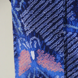 ◇現代 有松鳴海絞　浴衣◇【紺水色桃他】薄羽の蝶が幻想的に舞う　トールサイズ裄68ｃｍ木綿浴衣　 9枚目の画像