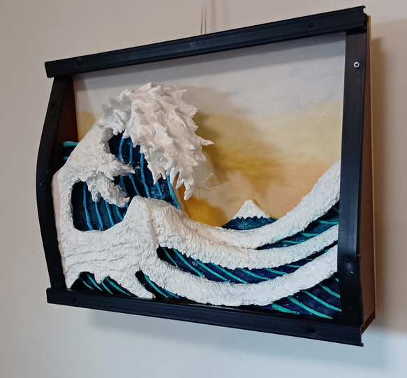 紙粘土　立体アート　アート　立体絵画　絵画 立体絵画の「富士沖の荒波」(クレイ絵画） 絵画 山川善作 通販