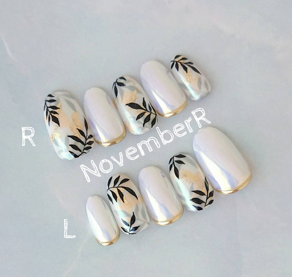 LA672☆奥行きボタニカルネイルチップ ネイルチップ（つけ爪