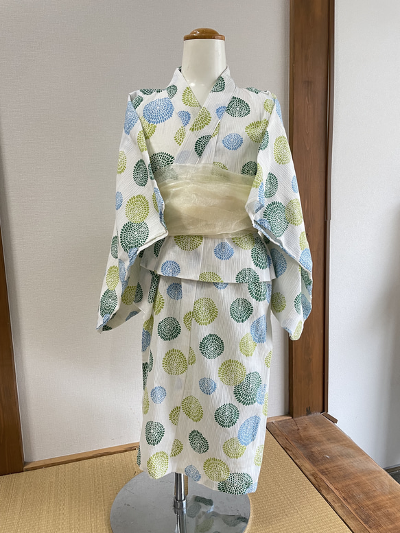 楽天市場】【20%OFFクーポン対象】浴衣 深緑に牡丹 緑 クリーム
