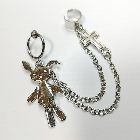 メンヘラうさぎさん フェイクピアス×チェーン×イヤーカフ(片耳用