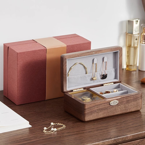 天然木のオルゴール メモリケース アクセサリー収納 リング・指輪置き