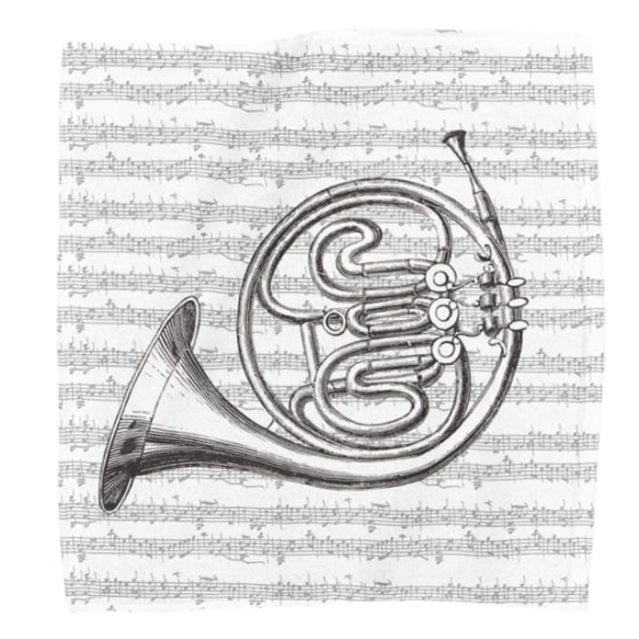 ホルン吹きさん必見！古楽譜デザインのタオルハンカチで感動を