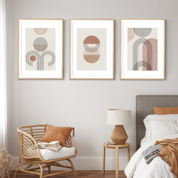北欧ジャパンディ 【 幾何学アートポスター3枚セット ラインアート③