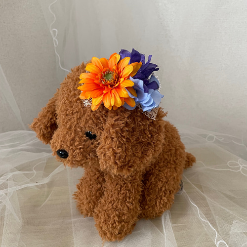 お花のバレッタ♪オレンジ ヘアクリップ 一点もの フラワーモチーフ オレンジ イエロー マゼンタ