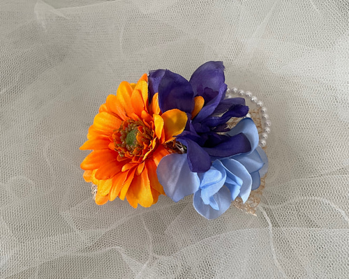 ⑬imac ビンテージオレンジ花モチーフヘアクリップ ⑬imac ビンテージオレンジ花モチーフヘアクリップ