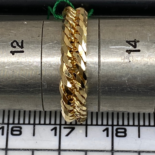 k18YG AU750 18金チェーンリング トリプル喜平12面幅4.5ミリ