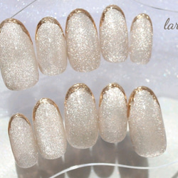 no.024マグネット ミラーフレンチ ネイルチップ 結婚式 成人式 ベージュ 送料無料】高品質ジェル 両面テープ付属 マグネット ミラーフレンチ