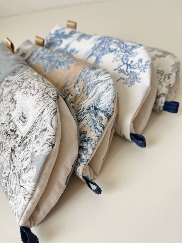 メガネケース　トワルドジュイ Toile de Jouy 　 オフホワイト×ブルー 14枚目の画像