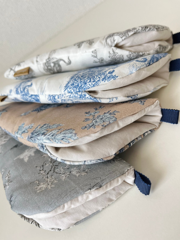 メガネケース　トワルドジュイ Toile de Jouy 　 オフホワイト×ブルー 13枚目の画像