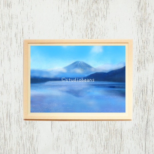 A4アートポスター No.213 湖水に映る富士 複製画 1枚目の画像