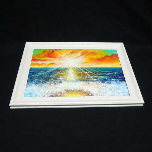油絵 油彩 油彩画 絵 絵画 絵【癒しの朝焼けの海】 絵画 HR 通販