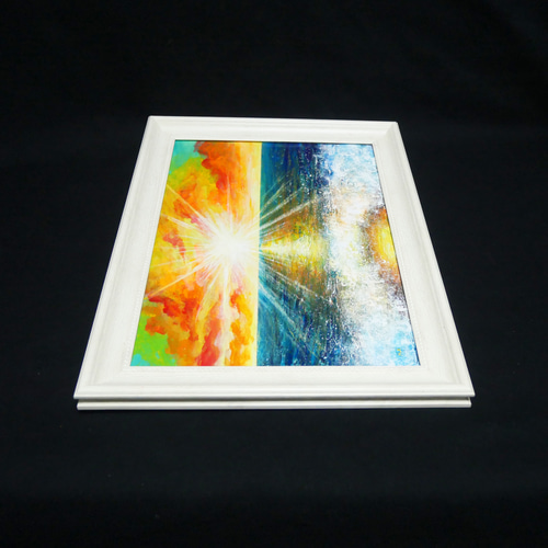 油絵 油彩 油彩画 絵 絵画 絵【癒しの朝焼けの海】 絵画 HR 通販