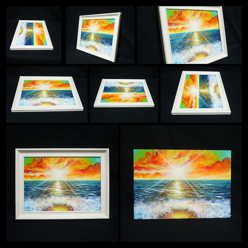 油絵 油彩 油彩画 絵 絵画 絵【癒しの朝焼けの海】 絵画 HR 通販