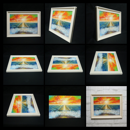 油絵 油彩 油彩画 絵 絵画 絵【癒しの朝焼けの海】 絵画 HR