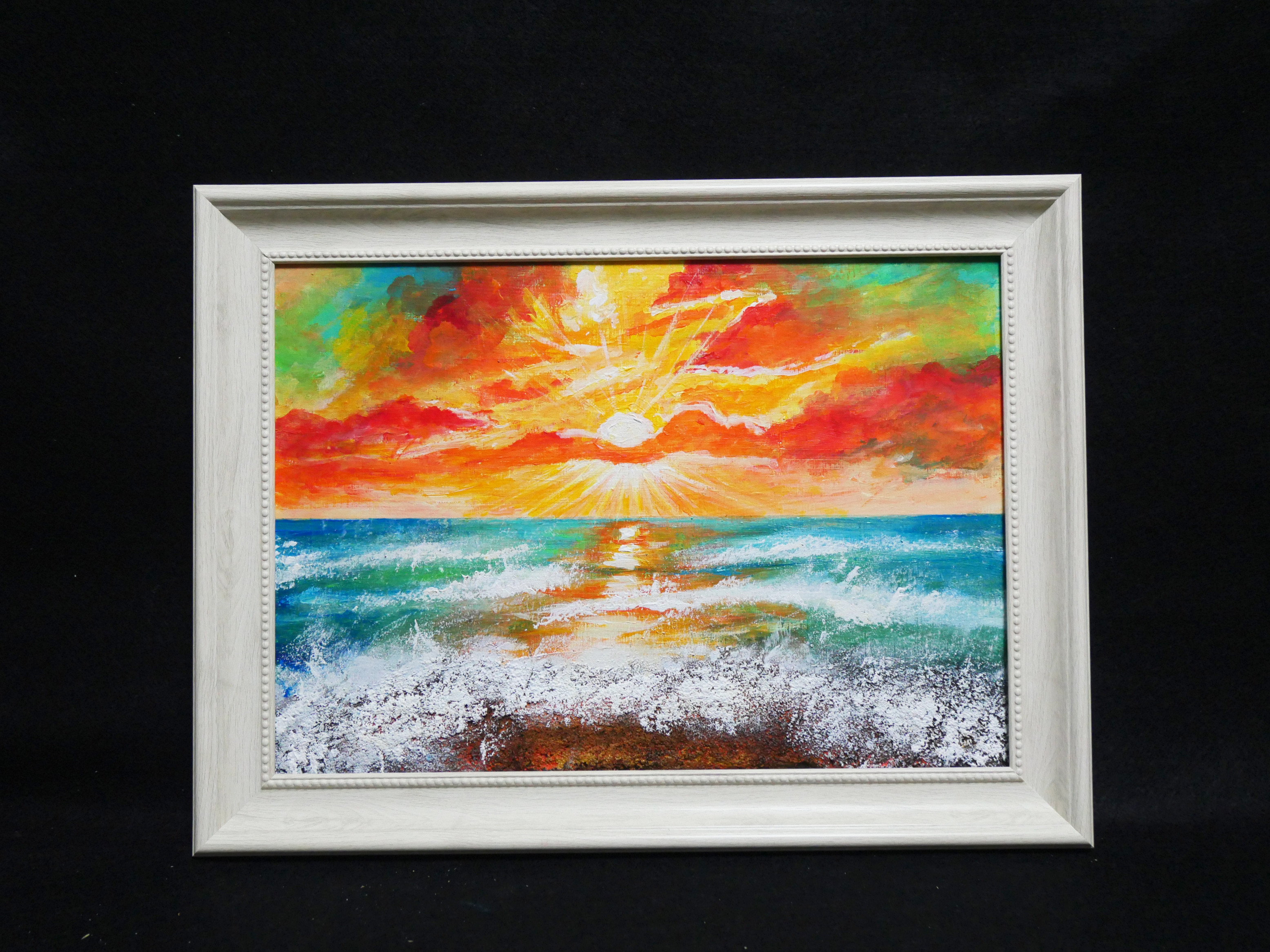 オンラインショップ 油絵 HR 絵画 宵の海【B4】 絵画 宵の海【A4