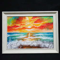 油絵　「海（はは）」 油絵 絵画 【太陽の海】 絵画 HR 通販 16284053｜Creema(クリーマ)