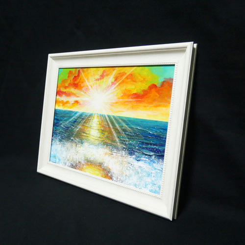 油絵 油彩 油彩画 絵 絵画 絵【癒しの朝焼けの海】 絵画 HR 通販