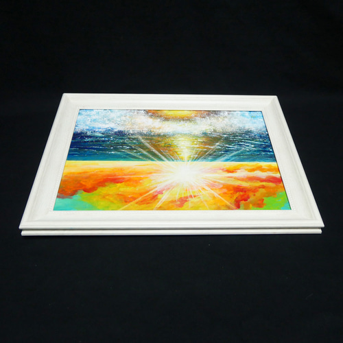 油絵 油彩 油彩画 絵 絵画 絵【癒しの朝焼けの海】 絵画 HR 通販