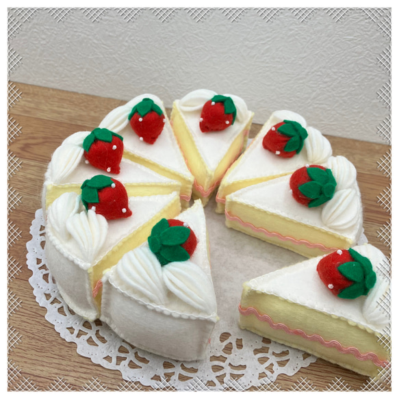 フェルトケーキ♡おままごと☆5号サイズショートケーキ 3枚目の画像