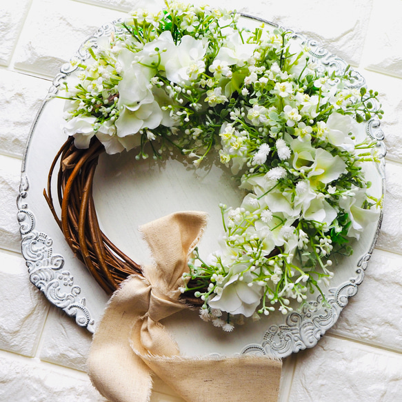 かすみ草のハーフリース フラワーボックス アンティーク雑貨 かすみ草のハーフリース フラワーボックス アンティーク雑貨