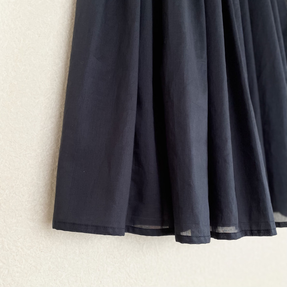 【低身長さん向け洋服】ギャザースカート　（色：ダークネイビー） 10枚目の画像