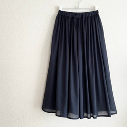 【低身長さん向け洋服】ギャザースカート　（色：ダークネイビー） 9枚目の画像