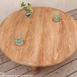 オールドチーク ダイニングテーブル 90.5cm ラウンドテーブル ローテーブル 木製 テーブル センターテーブル 座卓 1枚目の画像