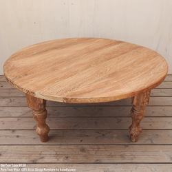 オールドチーク ダイニングテーブル 90.5cm ラウンドテーブル ローテーブル 木製 テーブル センターテーブル 座卓 2枚目の画像