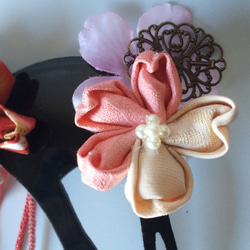 浴衣頭髮頭飾 kanzashi 粉紅旋鈕工作成人儀式婚禮 SAKURASAKU 時尚 kanzashi(櫻花跳舞) 第3張的照片