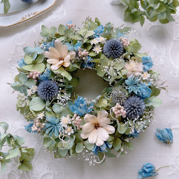 彩り紫陽花のドライフラワーリース 彩り紫陽花のドライフラワーリース