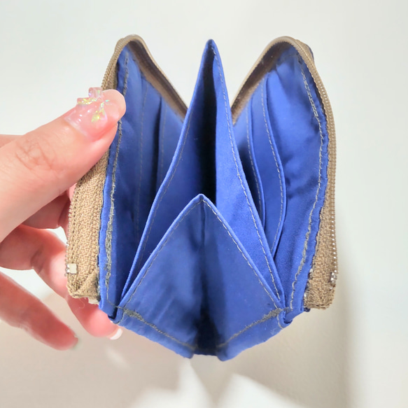 フルーツサンド柄のL字ファスナー財布（紺色） 5枚目の画像