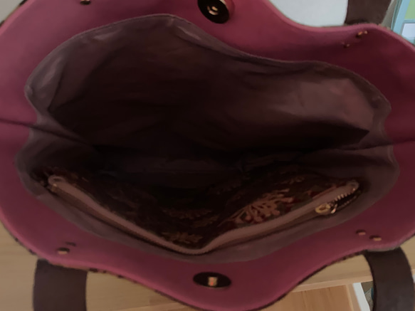 ウイリアムモリス花の肩掛けトートバッグ(A4サイズ対応) 3枚目の画像