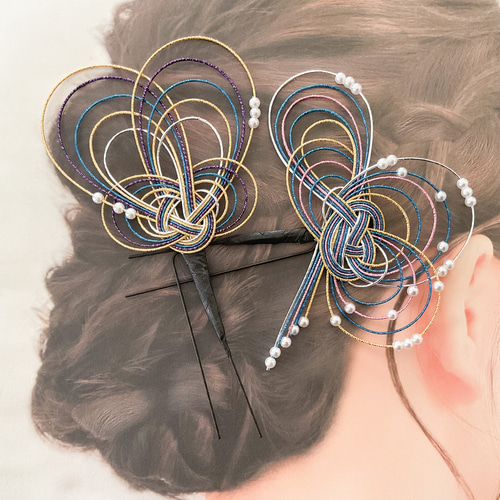 本物髪飾り Uピン 1輪タイプ Uピン型髪飾り（フラワー/ダイヤ風）