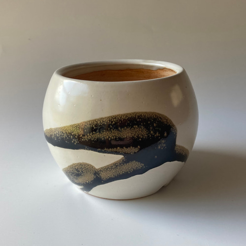 作家もの 花器 一輪挿し／墨流し オブジェ／一点もの 陶芸 陶製植木鉢 「墨」 一輪挿し・花瓶・花器 彩炎陶房M 通販 16284718