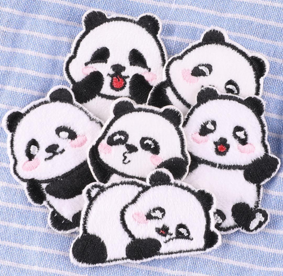 6枚セット♡シール　ワッペン かわいい アップリケ 刺繍ステッカー　パンダ 10枚目の画像