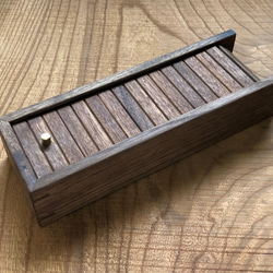 シャッター式ウォールナット無垢材　木製ケース（カトラリー入れ、ペンケースにも） 4枚目の画像