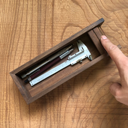 シャッター式ウォールナット無垢材　木製ケース（カトラリー入れ、ペンケースにも） 6枚目の画像