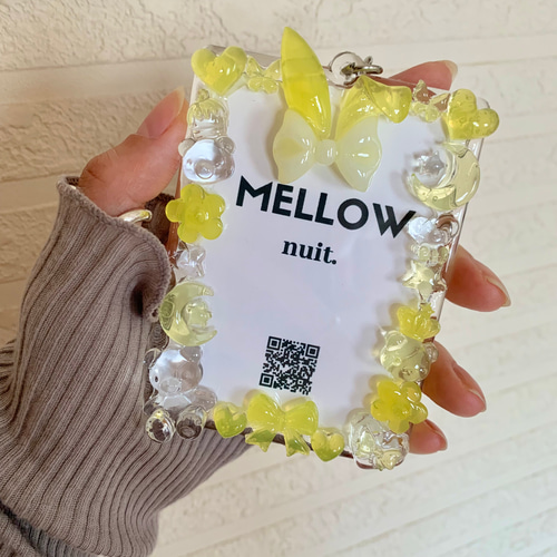 B8トレカケース　キーホルダー　リボン　フラワー　イエロー　黄色【Yk1】 B8トレカケース キーホルダー リボン フラワー イエロー 黄色