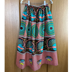 アフリカ布　ギャザースカート　ロングスカート　アフリカン 7枚目の画像