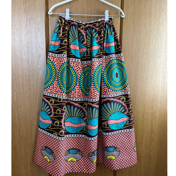 アフリカ布　ギャザースカート　ロングスカート　アフリカン 8枚目の画像