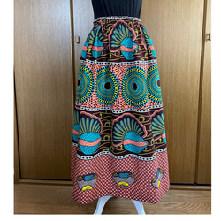 アフリカ布　ギャザースカート　ロングスカート　アフリカン 5枚目の画像